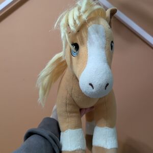Plush Tan and White Horse Toy